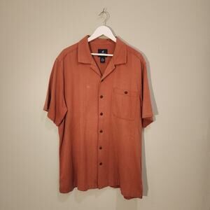 Caribbean Joe Terra Cotta Silk Short Sleeve Dress Shirt - Size XL